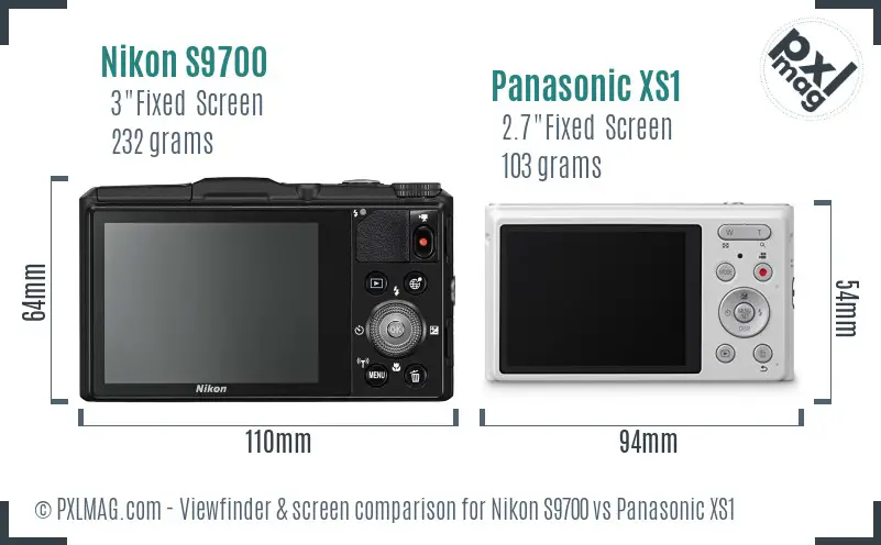 Nikon S9700 vs Panasonic XS1 Screen and Viewfinder comparison
