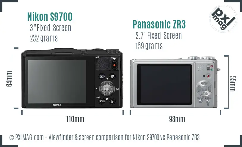 Nikon S9700 vs Panasonic ZR3 Screen and Viewfinder comparison Nikon S9700 vs Panasonic ZR3 Screen and Viewfinder comparison
