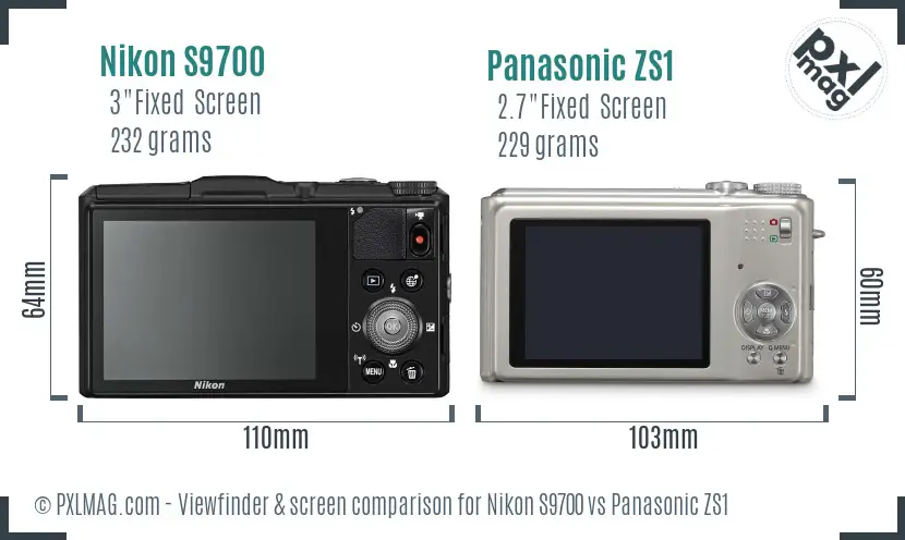 Nikon S9700 vs Panasonic ZS1 Screen and Viewfinder comparison Nikon S9700 vs Panasonic ZS1 Screen and Viewfinder comparison