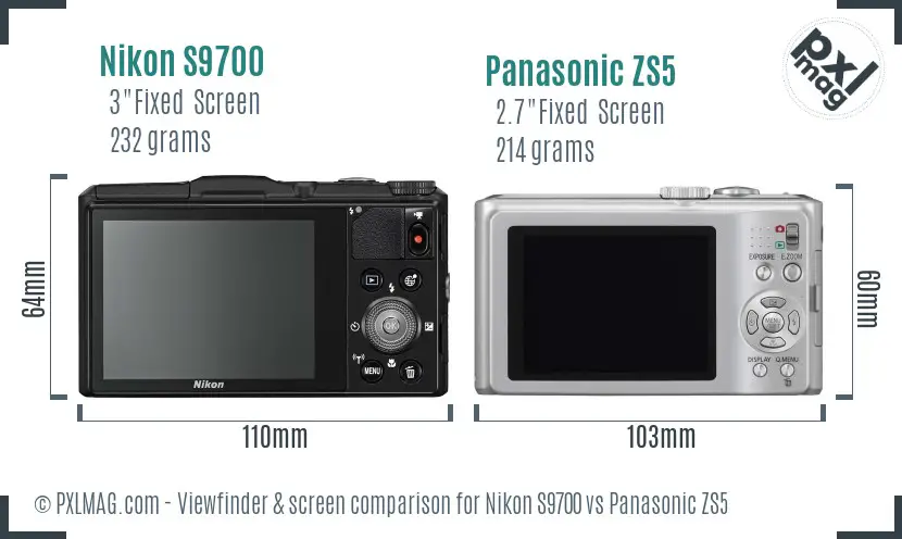 Nikon S9700 vs Panasonic ZS5 Screen and Viewfinder comparison Nikon S9700 vs Panasonic ZS5 Screen and Viewfinder comparison