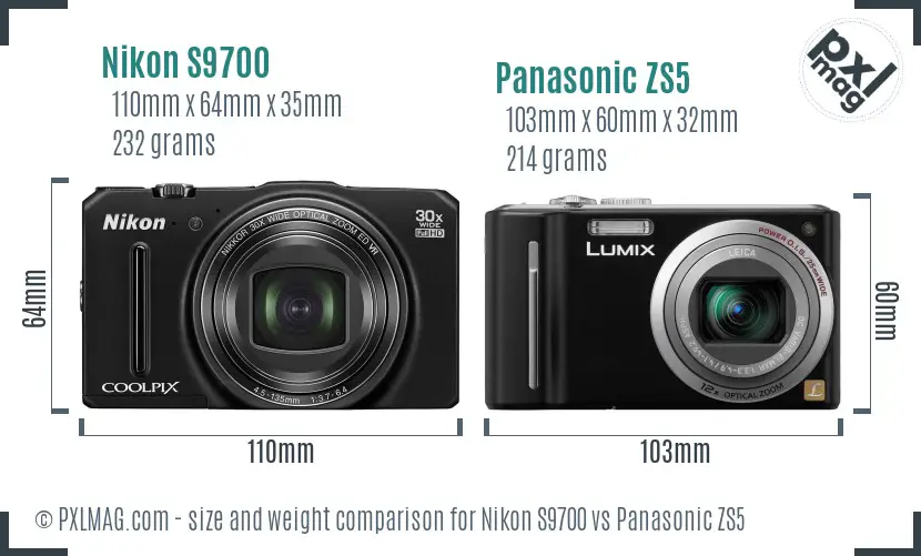 Nikon S9700 vs Panasonic ZS5 size comparison Nikon S9700 vs Panasonic ZS5 size comparison