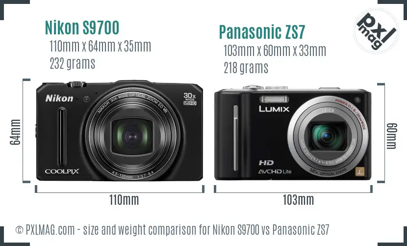 Nikon S9700 vs Panasonic ZS7 size comparison