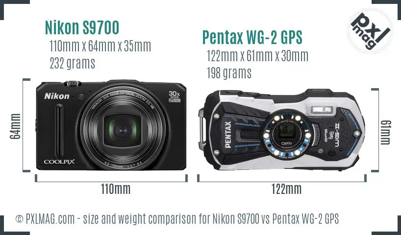 Nikon S9700 vs Pentax WG-2 GPS size comparison