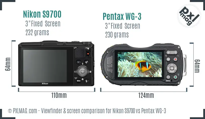 Nikon S9700 vs Pentax WG-3 Screen and Viewfinder comparison