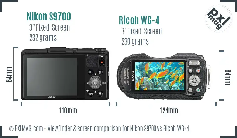 Nikon S9700 vs Ricoh WG-4 Screen and Viewfinder comparison