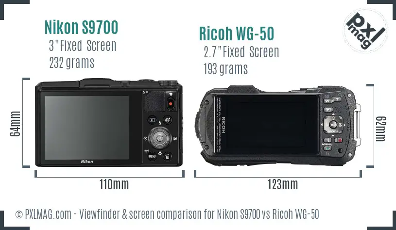 Nikon S9700 vs Ricoh WG-50 Screen and Viewfinder comparison