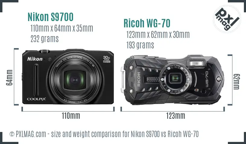 Nikon S9700 vs Ricoh WG-70 size comparison Nikon S9700 vs Ricoh WG-70 size comparison