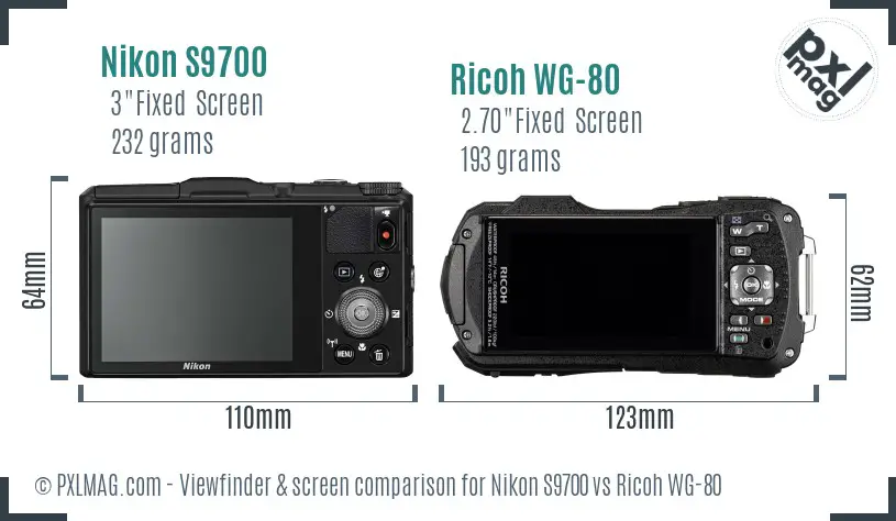 Nikon S9700 vs Ricoh WG-80 Screen and Viewfinder comparison