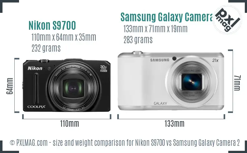 Nikon S9700 vs Samsung Galaxy Camera 2 size comparison