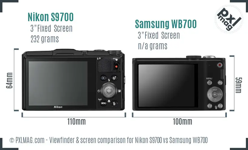 Nikon S9700 vs Samsung WB700 Screen and Viewfinder comparison