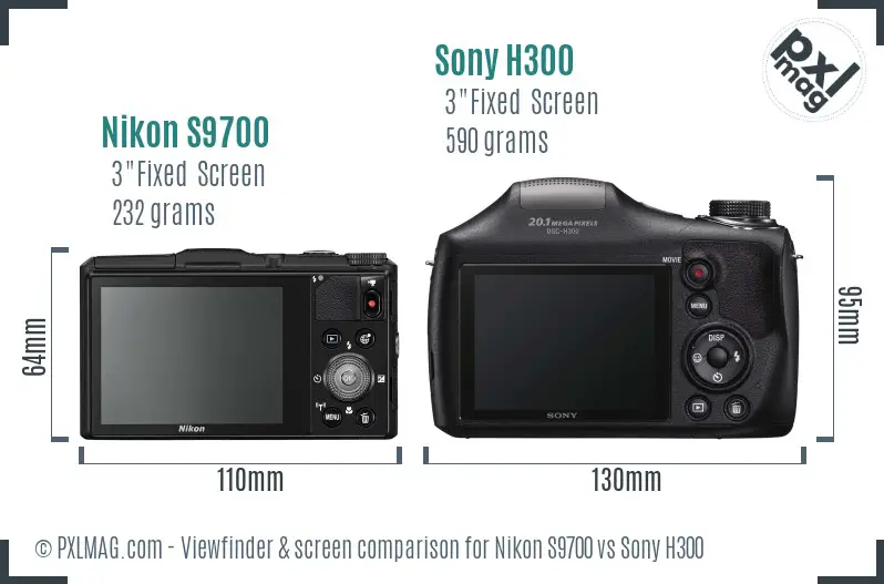 Nikon S9700 vs Sony H300 Screen and Viewfinder comparison
