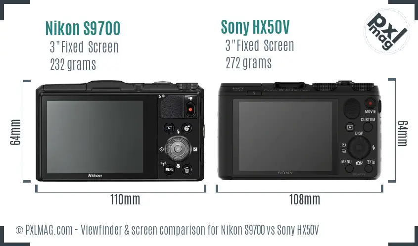 Nikon S9700 vs Sony HX50V Screen and Viewfinder comparison Nikon S9700 vs Sony HX50V Screen and Viewfinder comparison