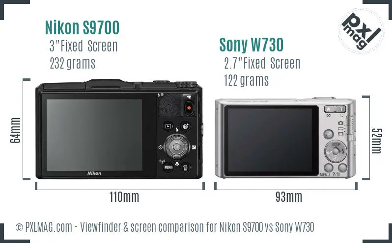 Nikon S9700 vs Sony W730 Screen and Viewfinder comparison Nikon S9700 vs Sony W730 Screen and Viewfinder comparison