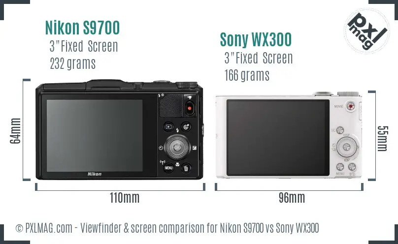 Nikon S9700 vs Sony WX300 Screen and Viewfinder comparison Nikon S9700 vs Sony WX300 Screen and Viewfinder comparison