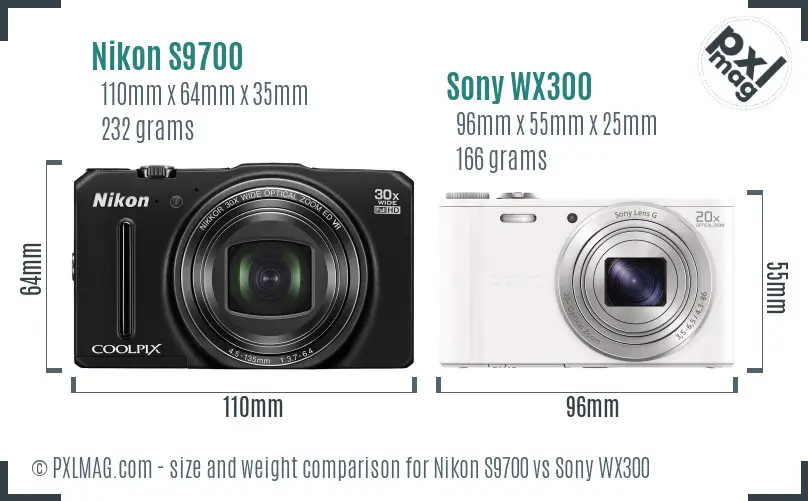 Nikon S9700 vs Sony WX300 size comparison Nikon S9700 vs Sony WX300 size comparison