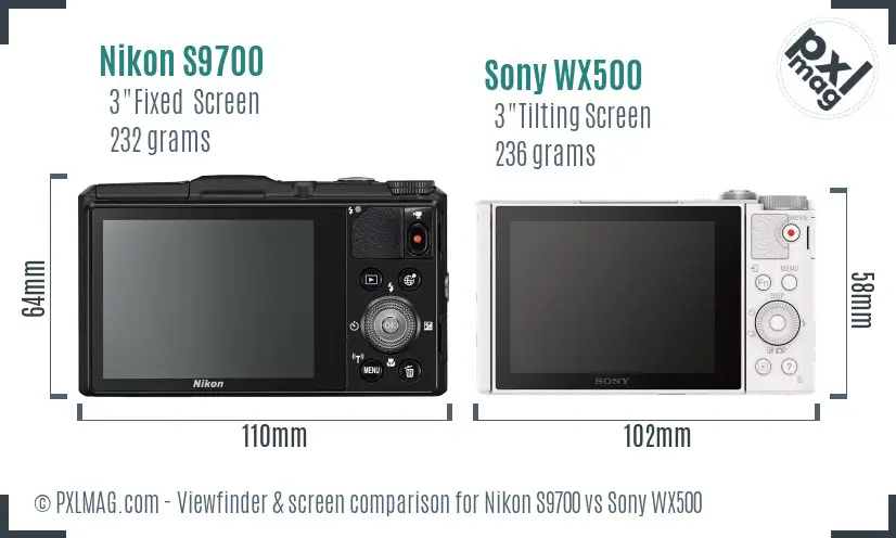 Nikon S9700 vs Sony WX500 Screen and Viewfinder comparison Nikon S9700 vs Sony WX500 Screen and Viewfinder comparison