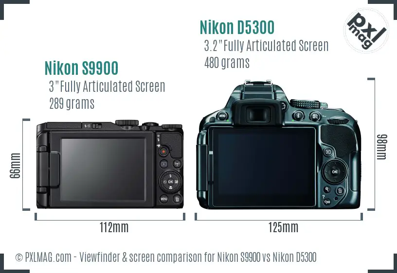 Nikon S9900 vs Nikon D5300 Screen and Viewfinder comparison Nikon S9900 vs Nikon D5300 Screen and Viewfinder comparison