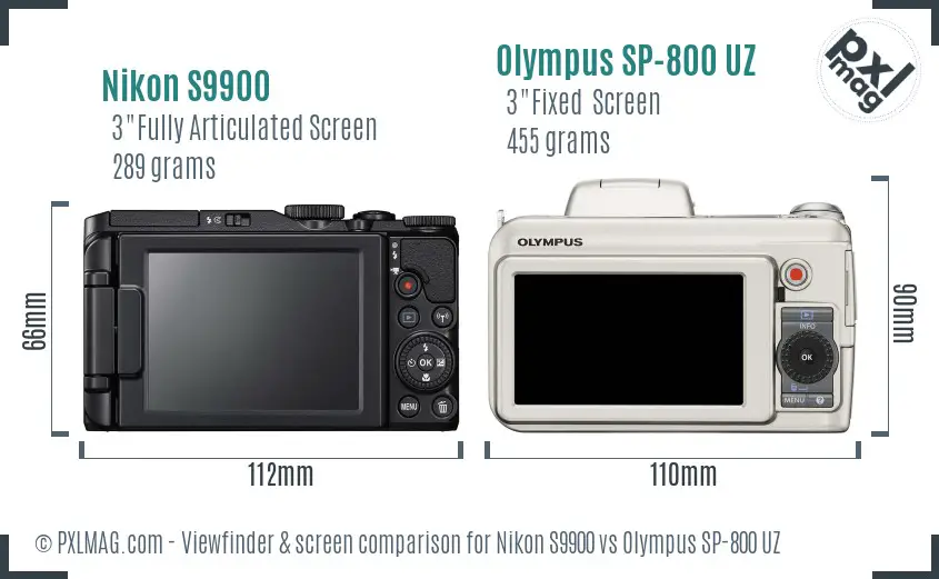 Nikon S9900 vs Olympus SP-800 UZ Screen and Viewfinder comparison Nikon S9900 vs Olympus SP-800 UZ Screen and Viewfinder comparison