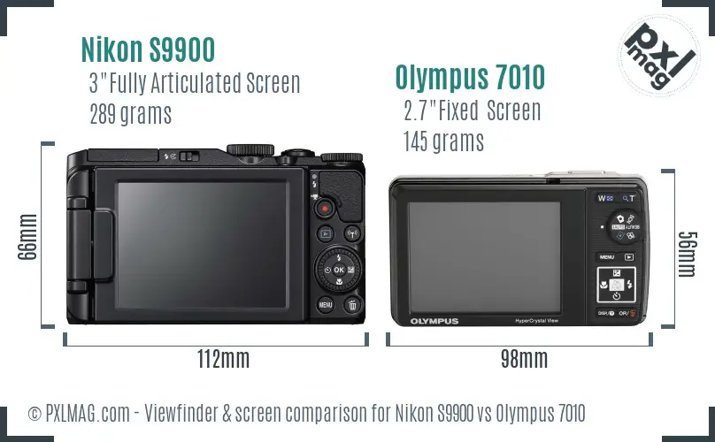 Nikon S9900 vs Olympus 7010 Screen and Viewfinder comparison
