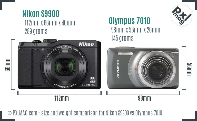 Nikon S9900 vs Olympus 7010 size comparison