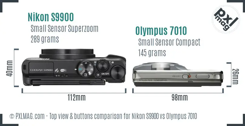 Nikon S9900 vs Olympus 7010 top view buttons comparison