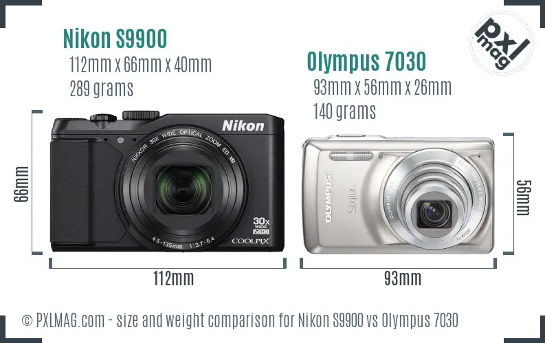 Nikon S9900 vs Olympus 7030 size comparison