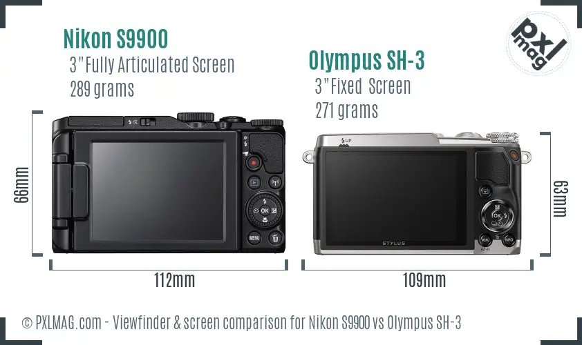 Nikon S9900 vs Olympus SH-3 Screen and Viewfinder comparison Nikon S9900 vs Olympus SH-3 Screen and Viewfinder comparison