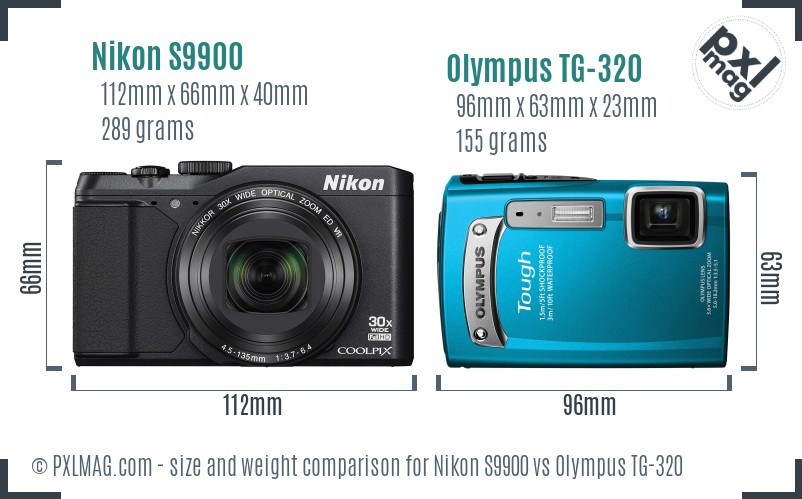 Nikon S9900 vs Olympus TG-320 size comparison Nikon S9900 vs Olympus TG-320 size comparison