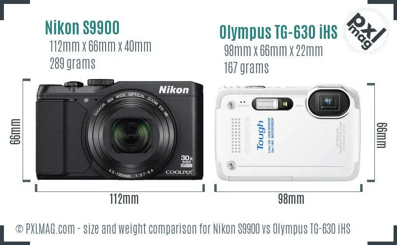 Nikon S9900 vs Olympus TG-630 iHS size comparison