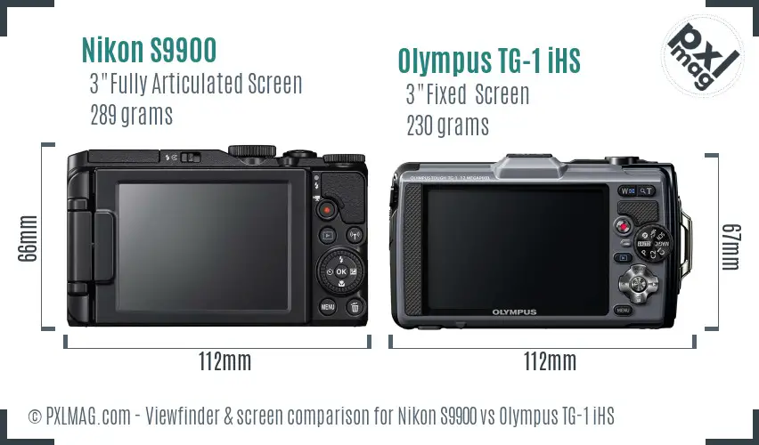 Nikon S9900 vs Olympus TG-1 iHS Screen and Viewfinder comparison