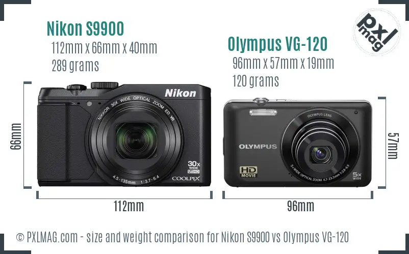 Nikon S9900 vs Olympus VG-120 size comparison