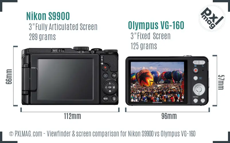 Nikon S9900 vs Olympus VG-160 Screen and Viewfinder comparison Nikon S9900 vs Olympus VG-160 Screen and Viewfinder comparison