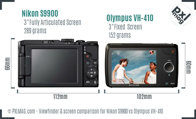 Nikon S9900 vs Olympus VH-410 Screen and Viewfinder comparison Nikon S9900 vs Olympus VH-410 Screen and Viewfinder comparison