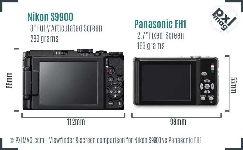Nikon S9900 vs Panasonic FH1 Screen and Viewfinder comparison