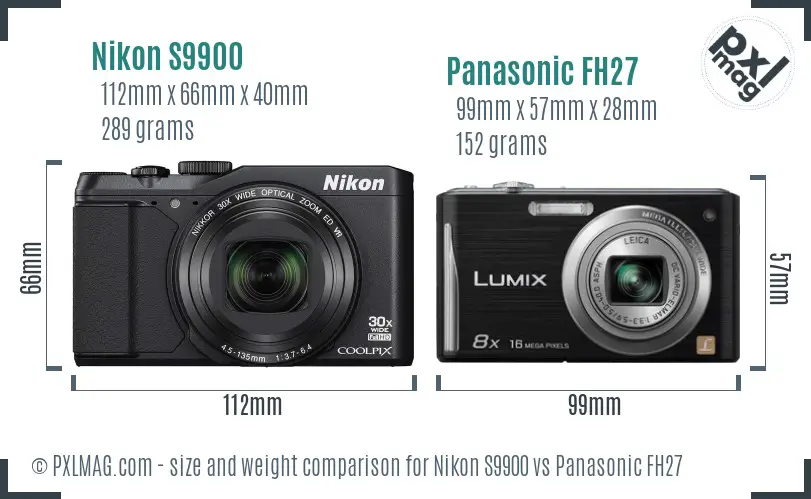 Nikon S9900 vs Panasonic FH27 size comparison Nikon S9900 vs Panasonic FH27 size comparison