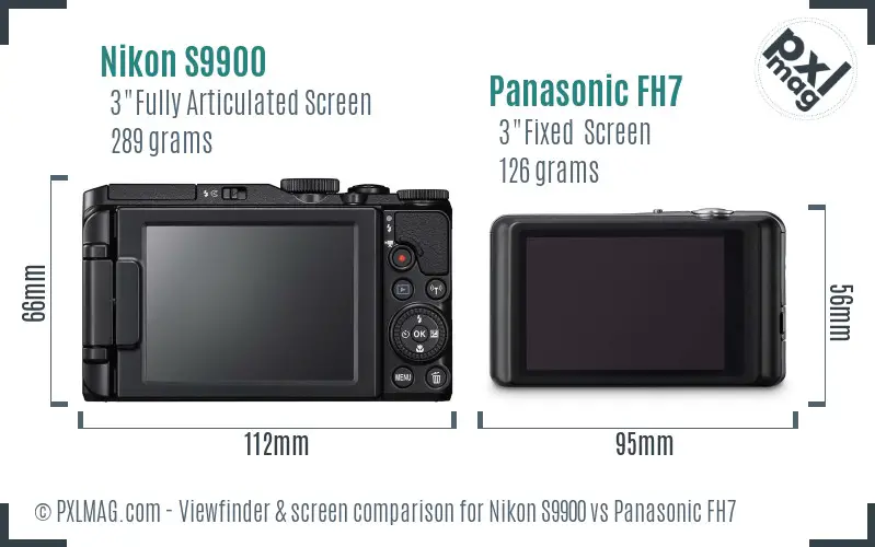 Nikon S9900 vs Panasonic FH7 Screen and Viewfinder comparison