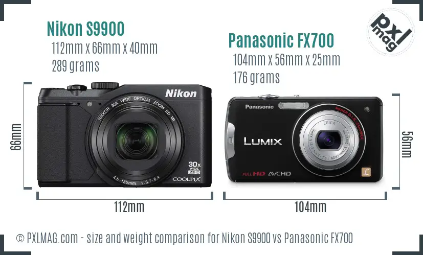Nikon S9900 vs Panasonic FX700 size comparison Nikon S9900 vs Panasonic FX700 size comparison