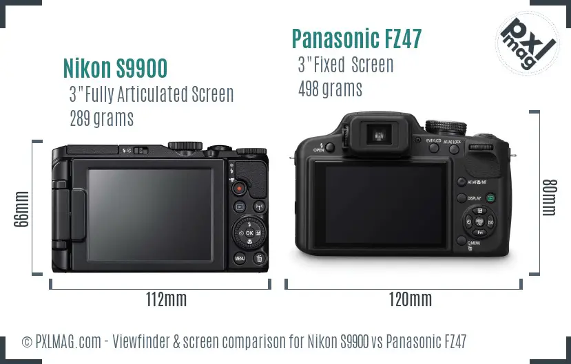 Nikon S9900 vs Panasonic FZ47 Screen and Viewfinder comparison Nikon S9900 vs Panasonic FZ47 Screen and Viewfinder comparison