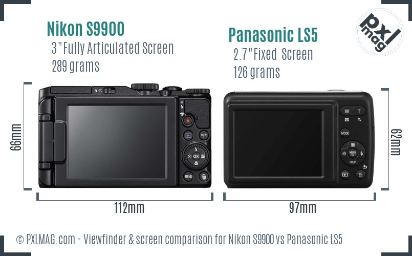 Nikon S9900 vs Panasonic LS5 Screen and Viewfinder comparison