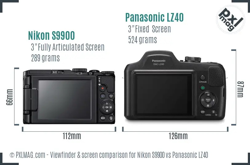Nikon S9900 vs Panasonic LZ40 Screen and Viewfinder comparison Nikon S9900 vs Panasonic LZ40 Screen and Viewfinder comparison
