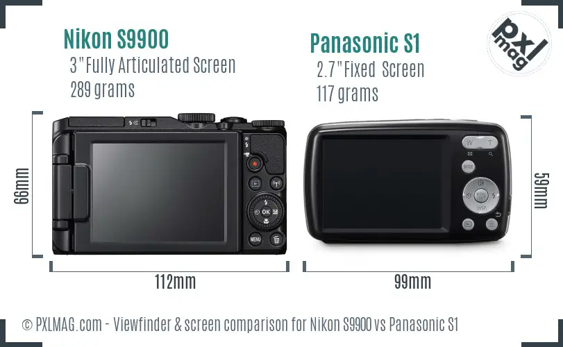 Nikon S9900 vs Panasonic S1 Screen and Viewfinder comparison