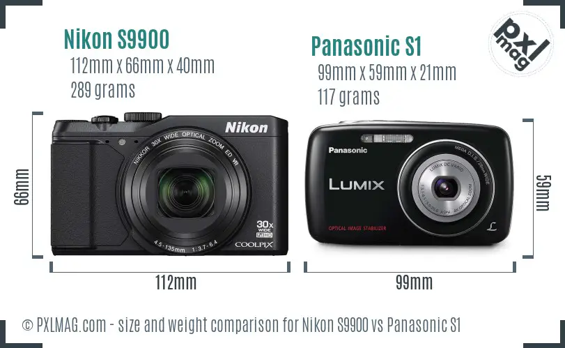 Nikon S9900 vs Panasonic S1 size comparison