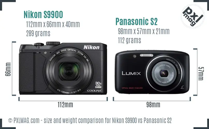 Nikon S9900 vs Panasonic S2 size comparison Nikon S9900 vs Panasonic S2 size comparison