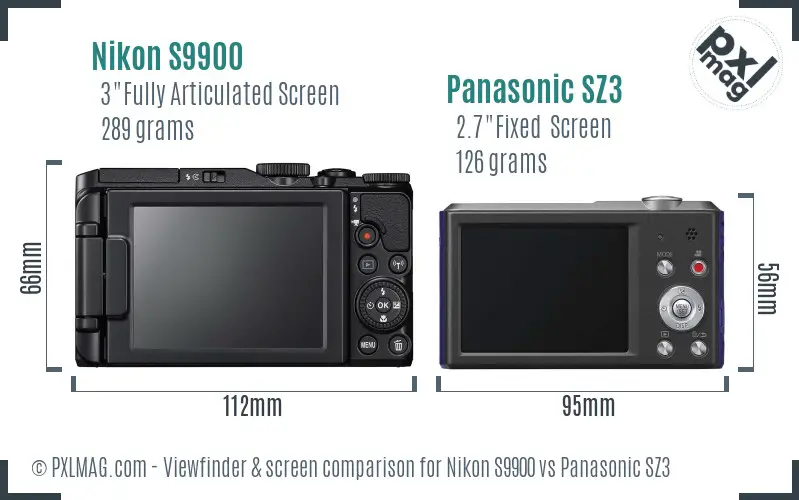 Nikon S9900 vs Panasonic SZ3 Screen and Viewfinder comparison Nikon S9900 vs Panasonic SZ3 Screen and Viewfinder comparison