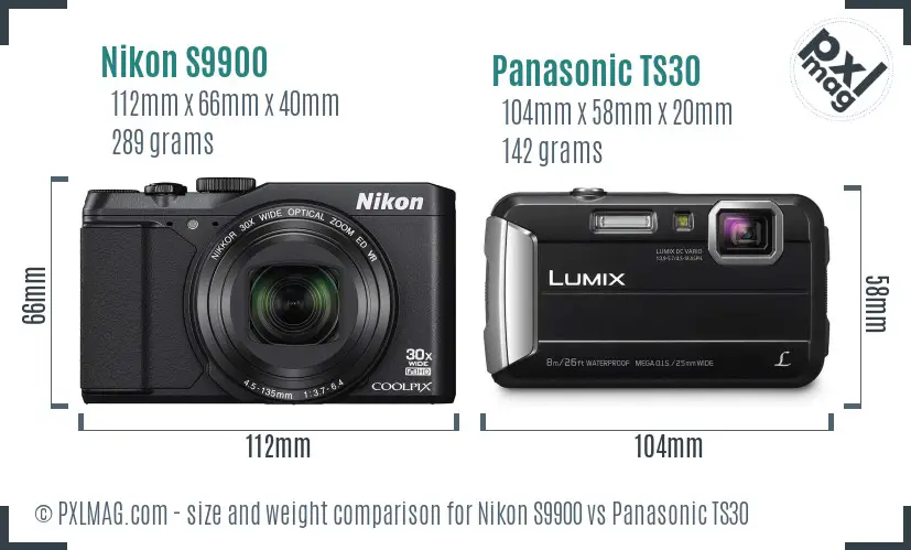 Nikon S9900 vs Panasonic TS30 size comparison Nikon S9900 vs Panasonic TS30 size comparison