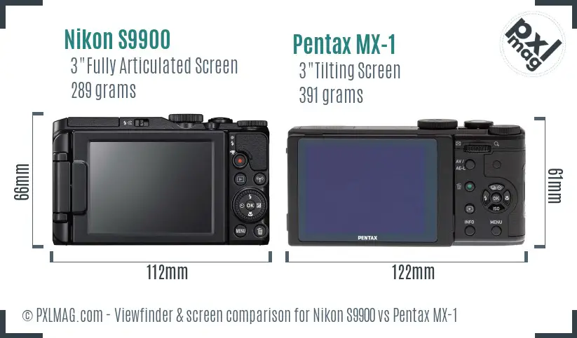Nikon S9900 vs Pentax MX-1 Screen and Viewfinder comparison Nikon S9900 vs Pentax MX-1 Screen and Viewfinder comparison
