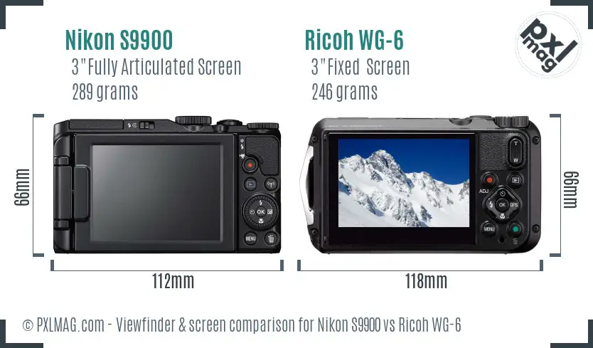 Nikon S9900 vs Ricoh WG-6 Screen and Viewfinder comparison