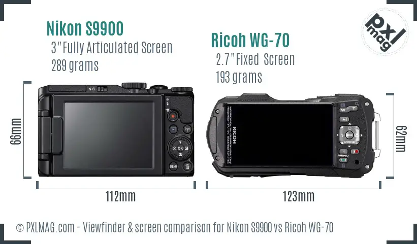 Nikon S9900 vs Ricoh WG-70 Screen and Viewfinder comparison