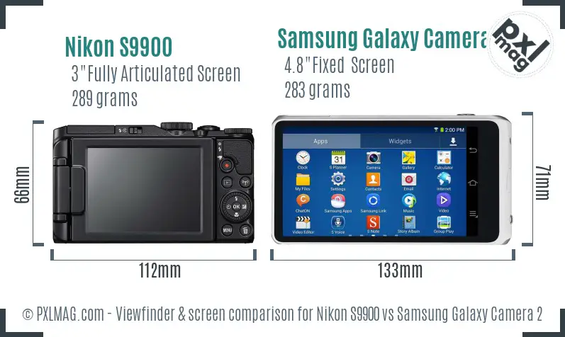Nikon S9900 vs Samsung Galaxy Camera 2 Screen and Viewfinder comparison