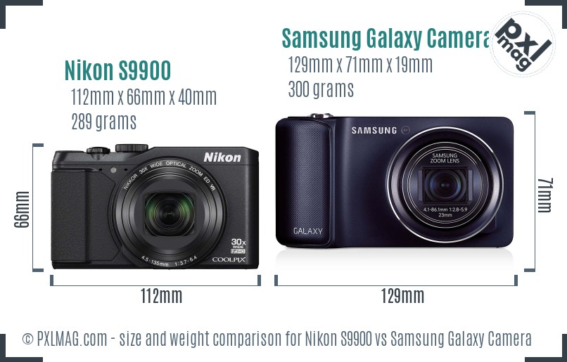 Nikon S9900 vs Samsung Galaxy Camera size comparison Nikon S9900 vs Samsung Galaxy Camera size comparison